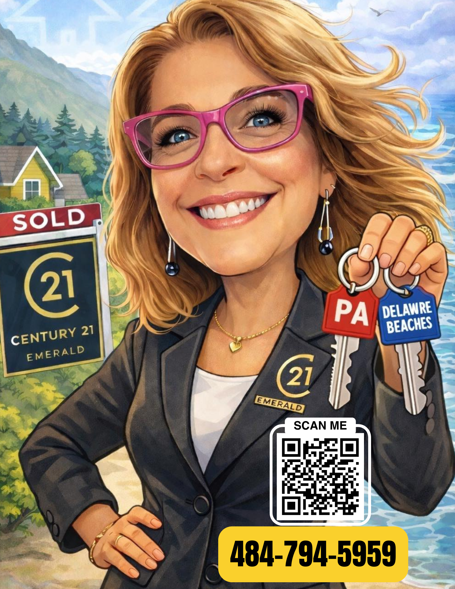 Friendly Berks County, PA real estate agent standing outside suburban home for sale