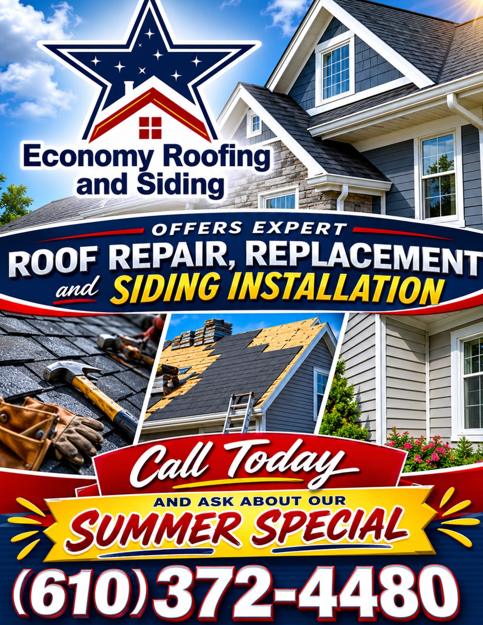 Economy Roofing PA special coupon offer for roof replacement and repairs in Berks County PA.