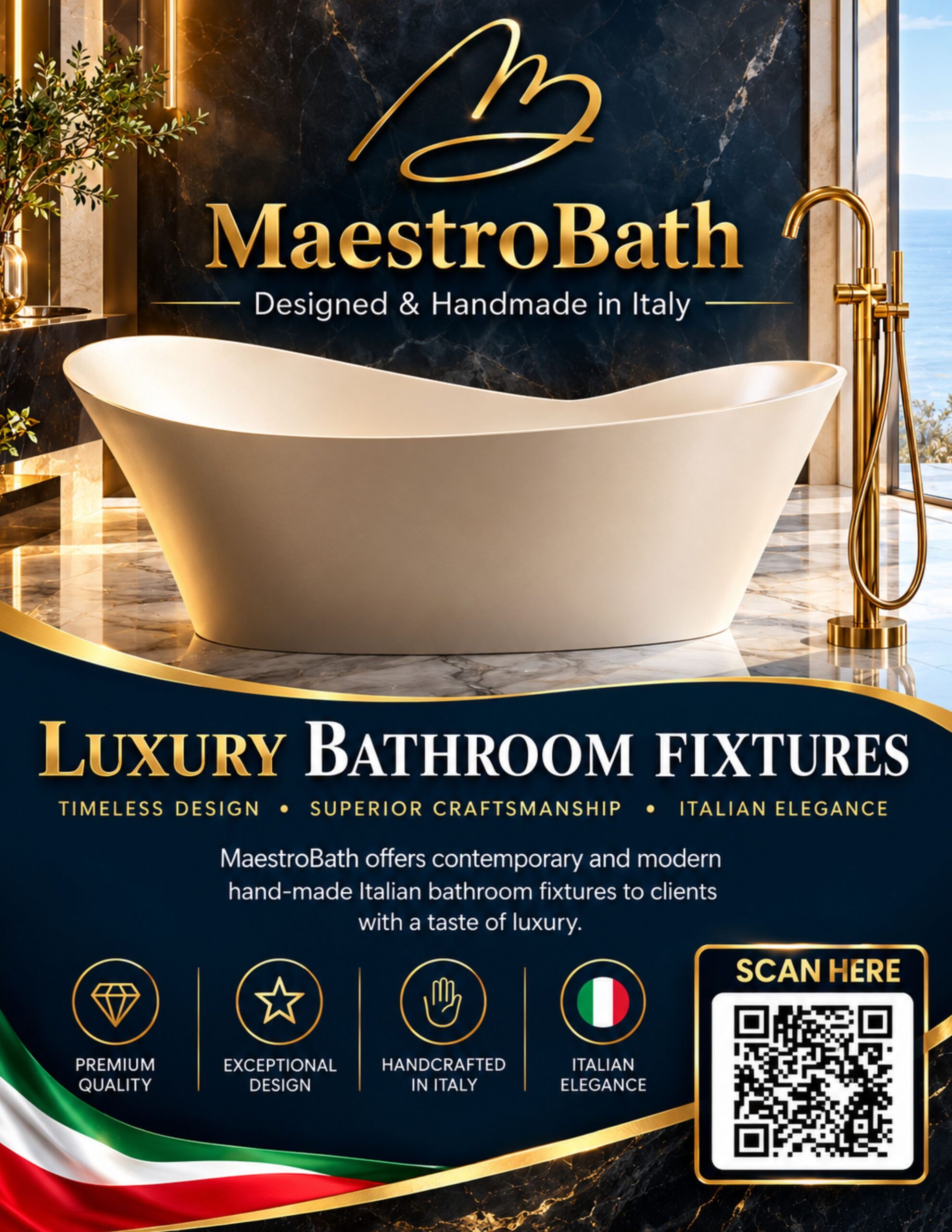 Handcrafted Maestro Bath Italian vessel sink with exclusive coupon codes for Miami-Dade County FL homes